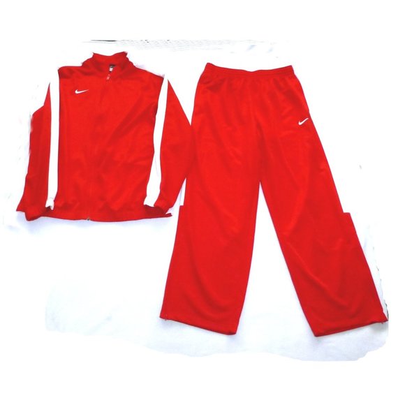 red nike warm up suit